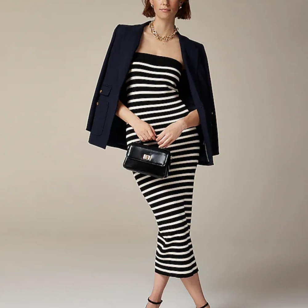 NWT J. Crew Cyan Strapless Sweater Dress in Stripe